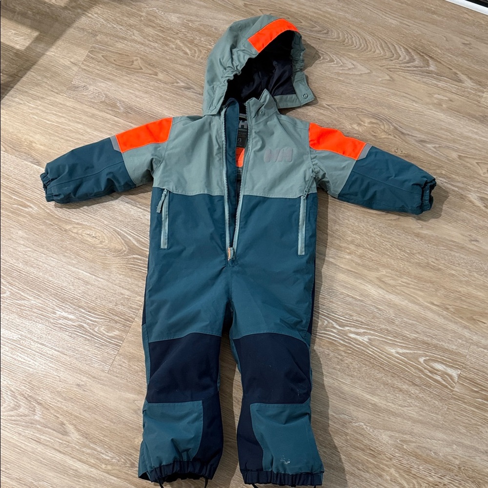Helly Hansen Kids' Green and Orange Snowsuit/ski